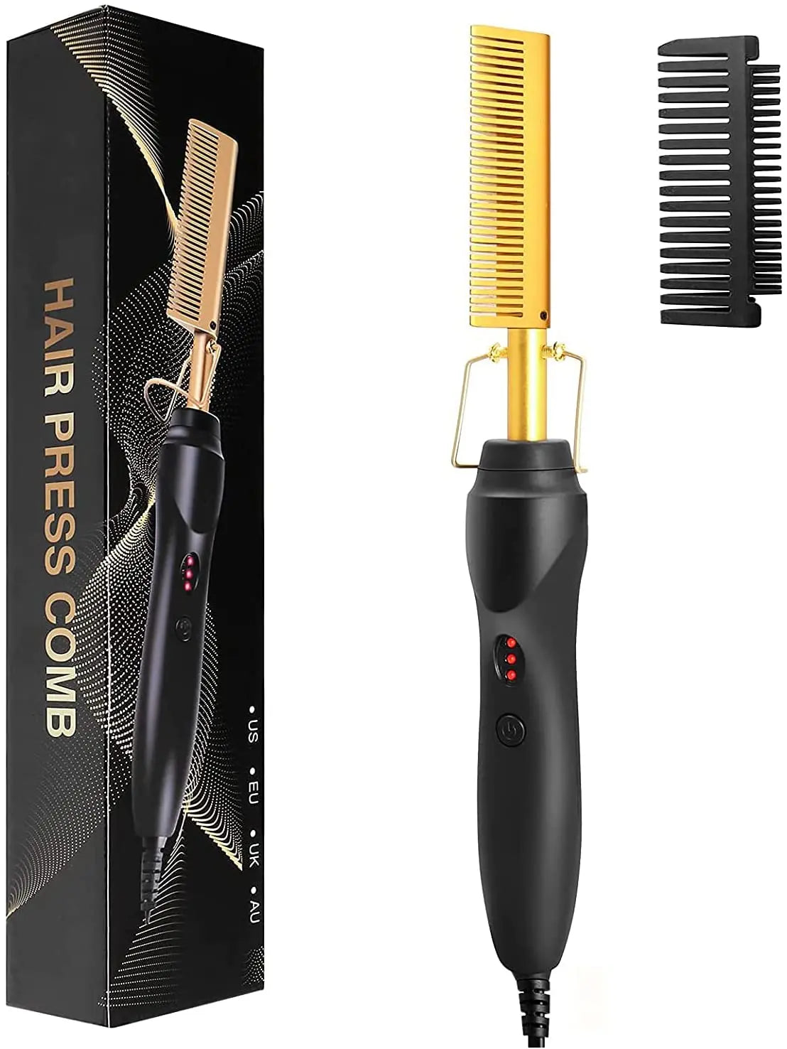 2-in-1 Hot Comb Hair Straightener — Electric Heating Comb for Straight & Wavy Styles