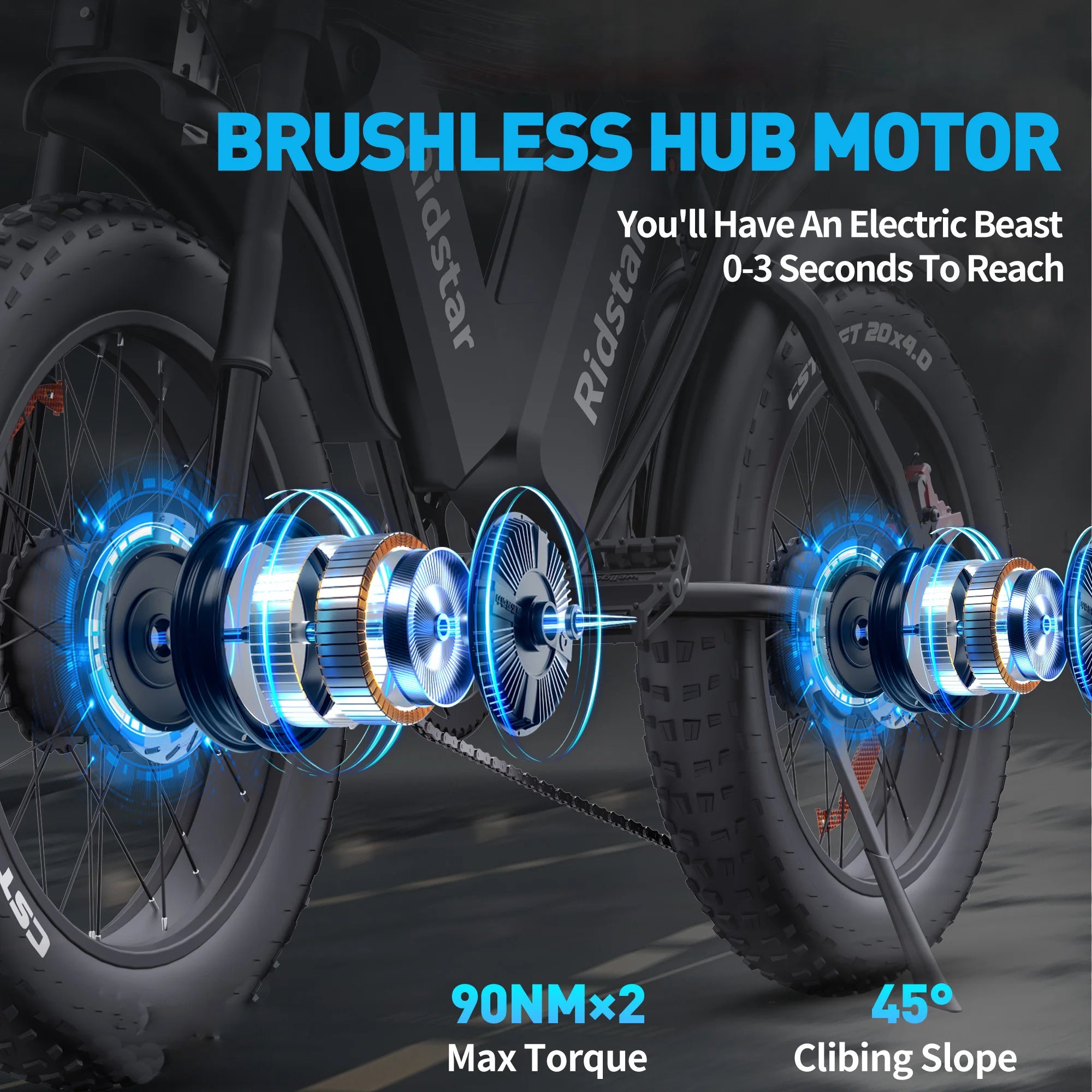 Ridstar Q20 Pro Dual Motor Fat Tire Electric Mountain Bike — 52V 40Ah High-Speed Off-Road E-Bike