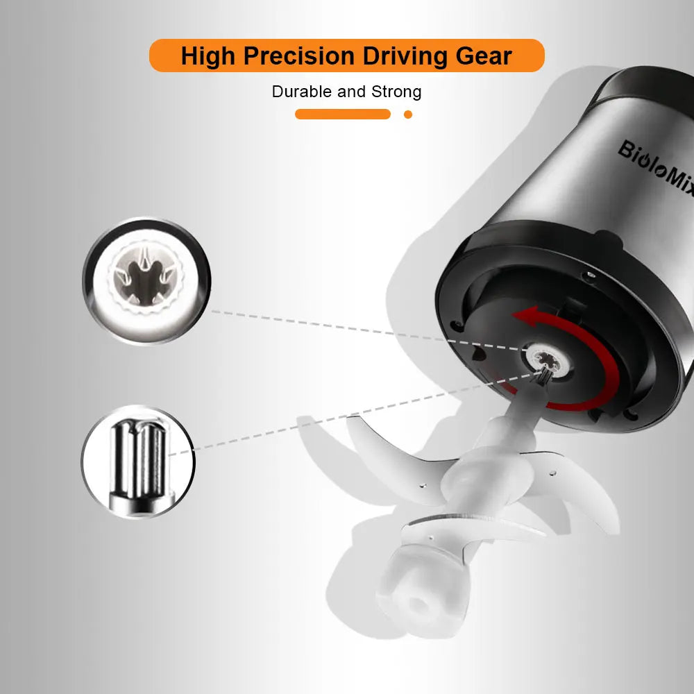 BioloMix 500W Electric Meat Grinder & Food Processor – 2L Stainless Steel, 2-Speed Chopper, Mincer & Slicer