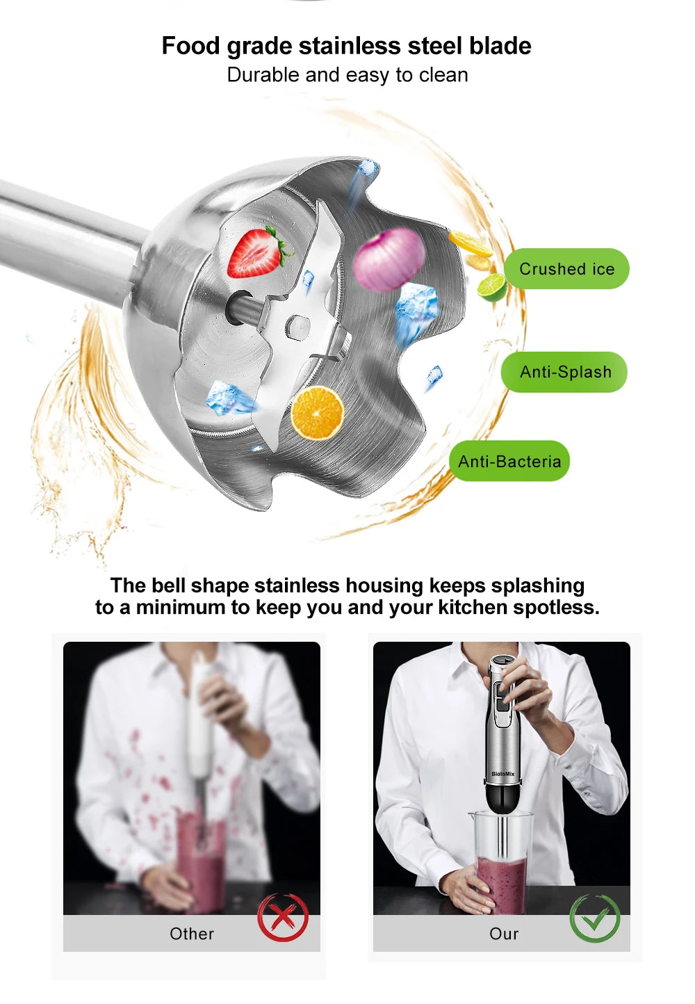4-in-1 1200W Immersion Hand Blender — Chopper, Smoothie Cup & Stainless Steel Ice Blades