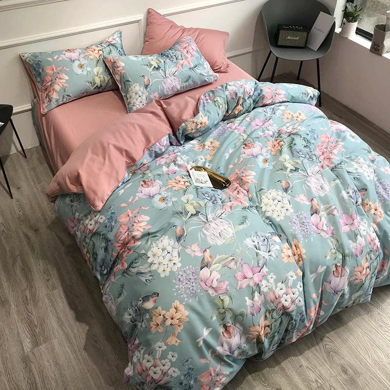 500TC Egyptian Cotton Bedding Set – 4 or 6-Piece Luxury Duvet Cover with Sheet & Pillowcases, 19 Colors