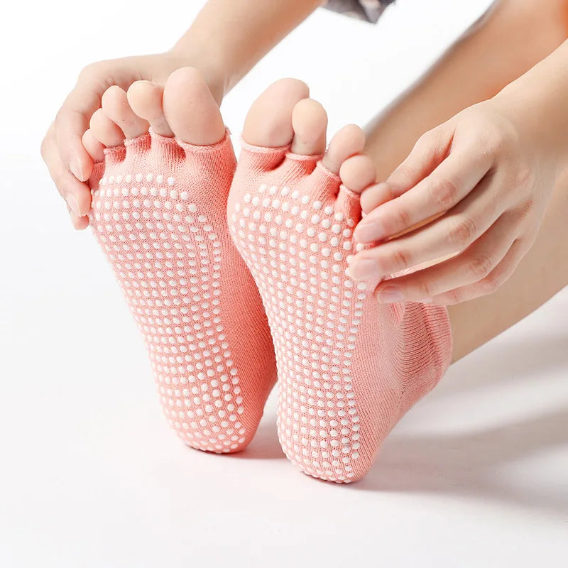 Women's Backless Yoga Socks – Cotton Five-Toe Grip