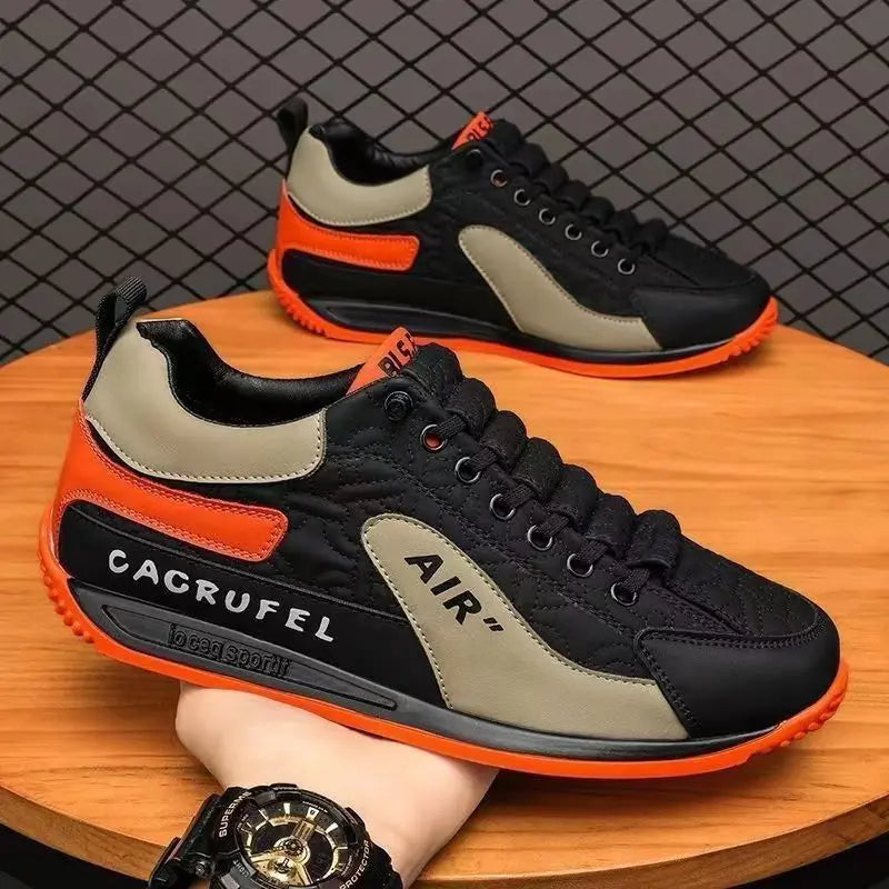 Men's Fashion Lace-Up Running Sneakers — Rubber Outsole Sports Walking Shoes