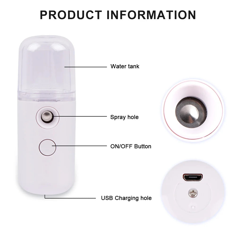 Nano Mist Face Steamer – USB Rechargeable Facial Humidifier & Skin Moisturizer