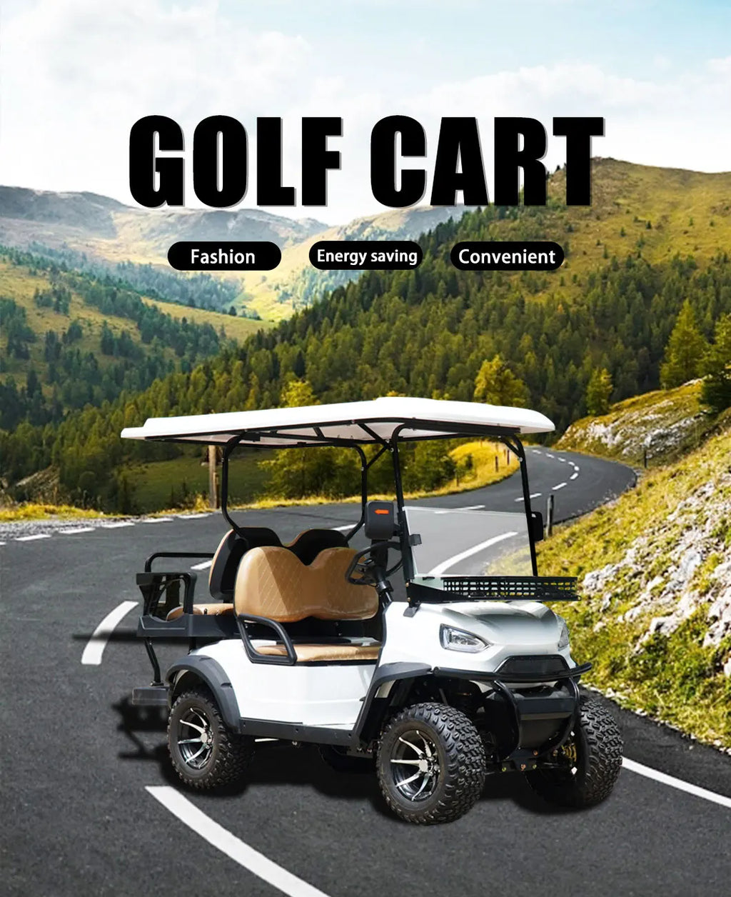4-Wheel Drive Electric Golf Cart — 5000W Motor, 4-Seat Passenger UTV Electric Cart for Adults
