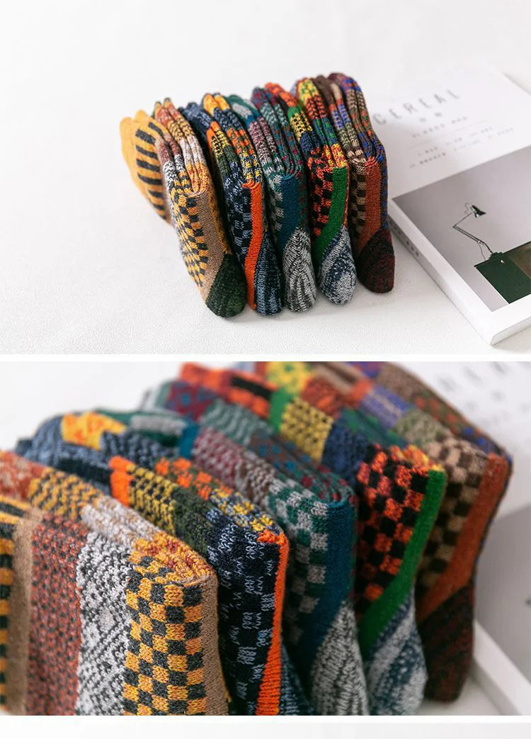 5 Pairs/lot  Winter Men's Wool Socks Thicken Sheep's Socks Warm Men Retro Style Colorful Fashion For Snow boots Man Socks