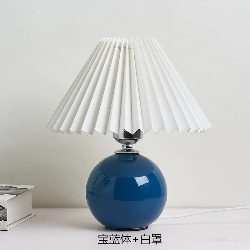 Ceramic Table Lamp – Pleated Fabric Shade
