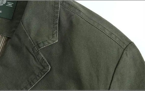 Men's Single Breasted Blazer — Washable Loose Fit Military Style Jacket
