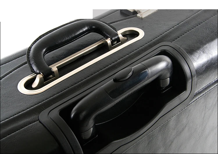 Retro PU Pilot Rolling Luggage – Cabin Trolley Suitcase