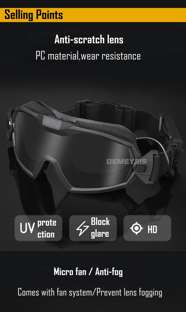 Tactical Full Face Airsoft Paintball Mask with Fan & Goggles