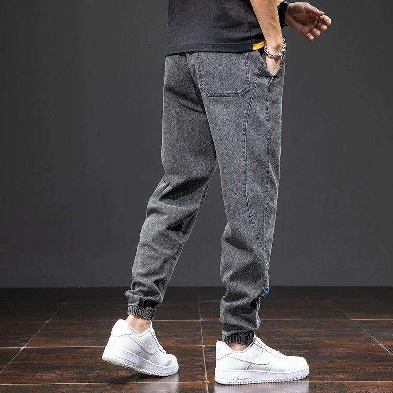 Men's Baggy Cargo Denim Jogger Pants — Streetwear Harem Jean Trousers Plus Size