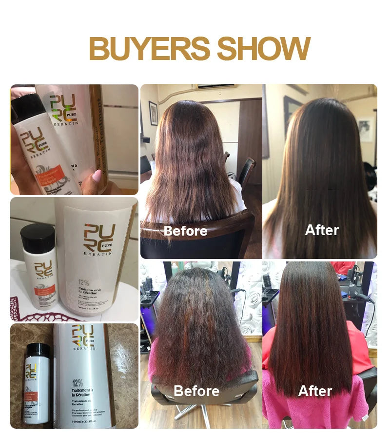 PURC Brazilian Keratin Hair Treatment Keratin Straightening Curly Hair Smoothing Repair Permed Damaged Hair Care Products
