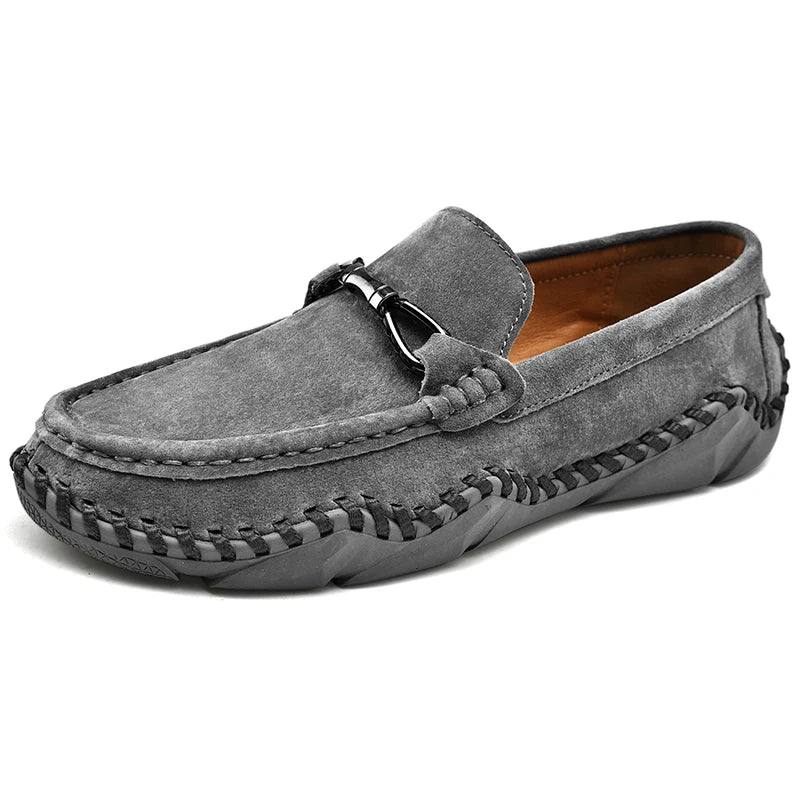 Men's Suede Genuine Leather Moccasin Loafers — Soft Driving Boat Shoes (Sizes 38-48)