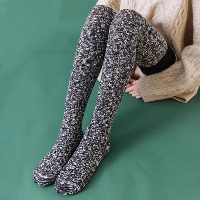 Women's Thigh-High Socks – Thick Cotton Blend