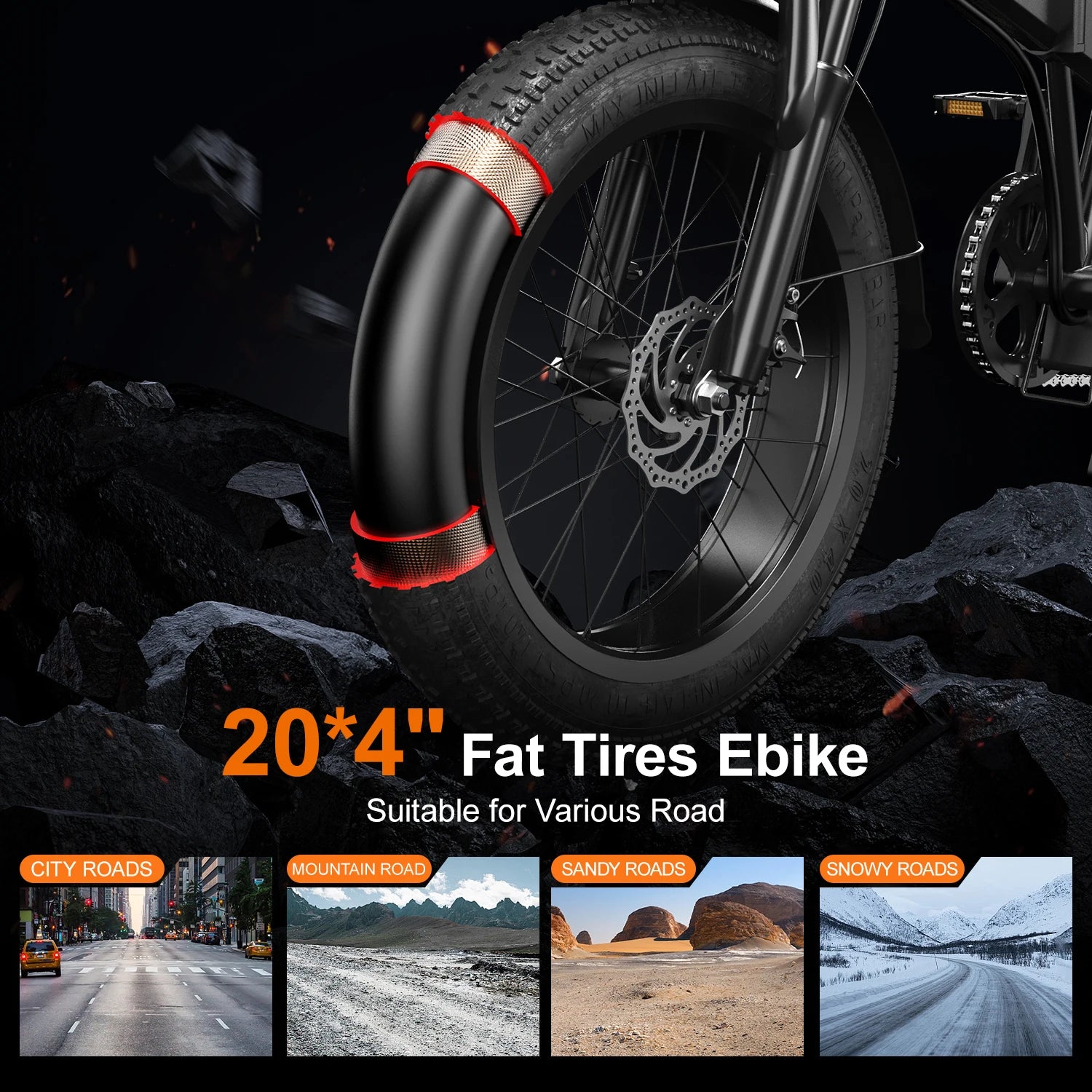 UNIBIKE 750W Full Suspension Fat Tire Electric City & Dirt Bike — 48V 20" (US Warehouse, 3-5 Day Delivery)