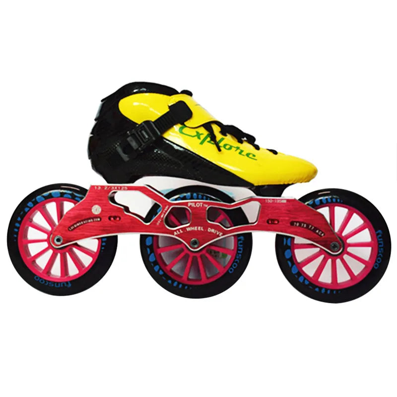 125mm 3-Wheel Marathon Inline Speed Skates – Carbon Fiber, 3x125mm Racing Skate Shoes for Kids & Adults