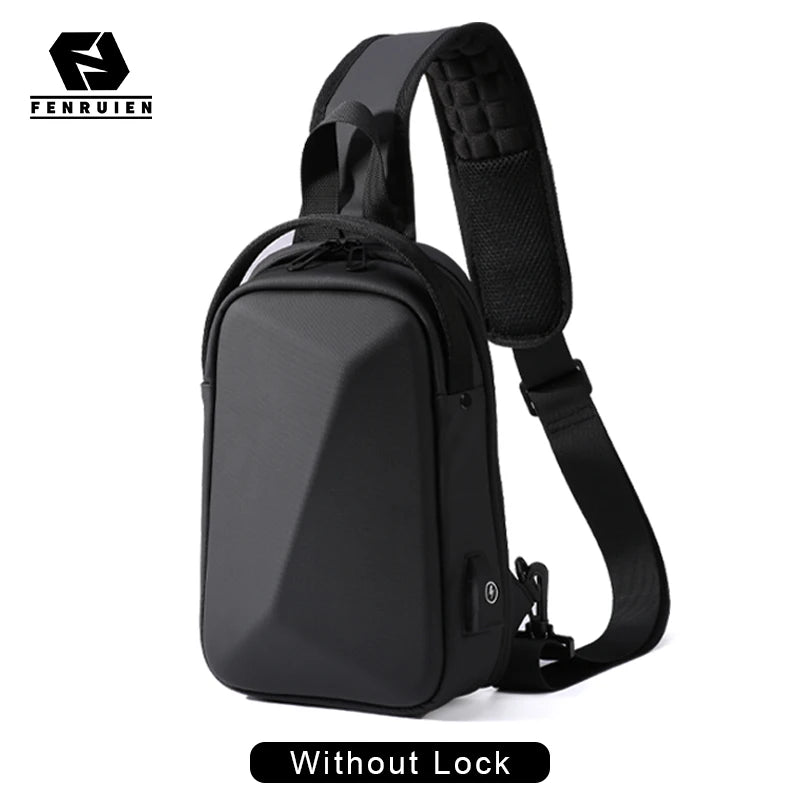 FENRUIEN Anti-Theft Waterproof Chest Pack – USB Charging Crossbody Shoulder Bag for Men