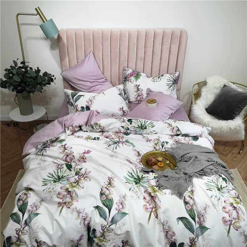 500TC Egyptian Cotton Bedding Set – 4 or 6-Piece Luxury Duvet Cover with Sheet & Pillowcases, 19 Colors