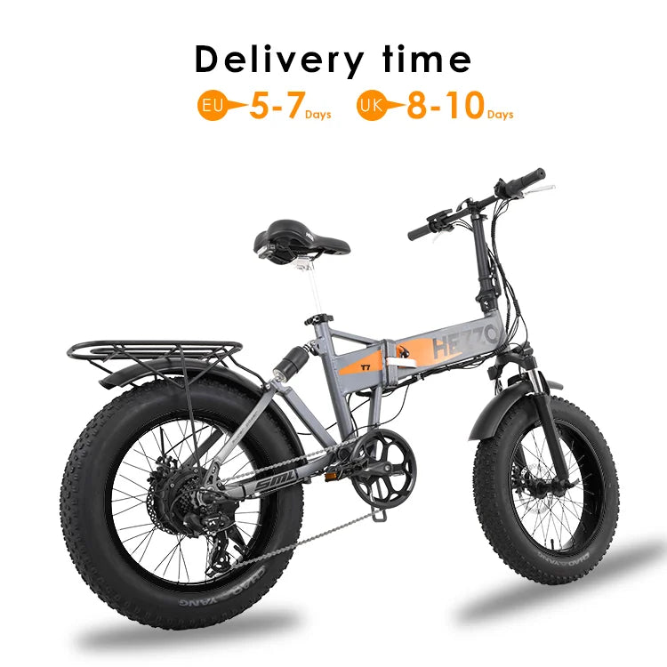 HEZZO T7 750W Full Suspension Folding Fat Tire E-Bike — 48V 15Ah 20" 7-Speed, 55-65km Range