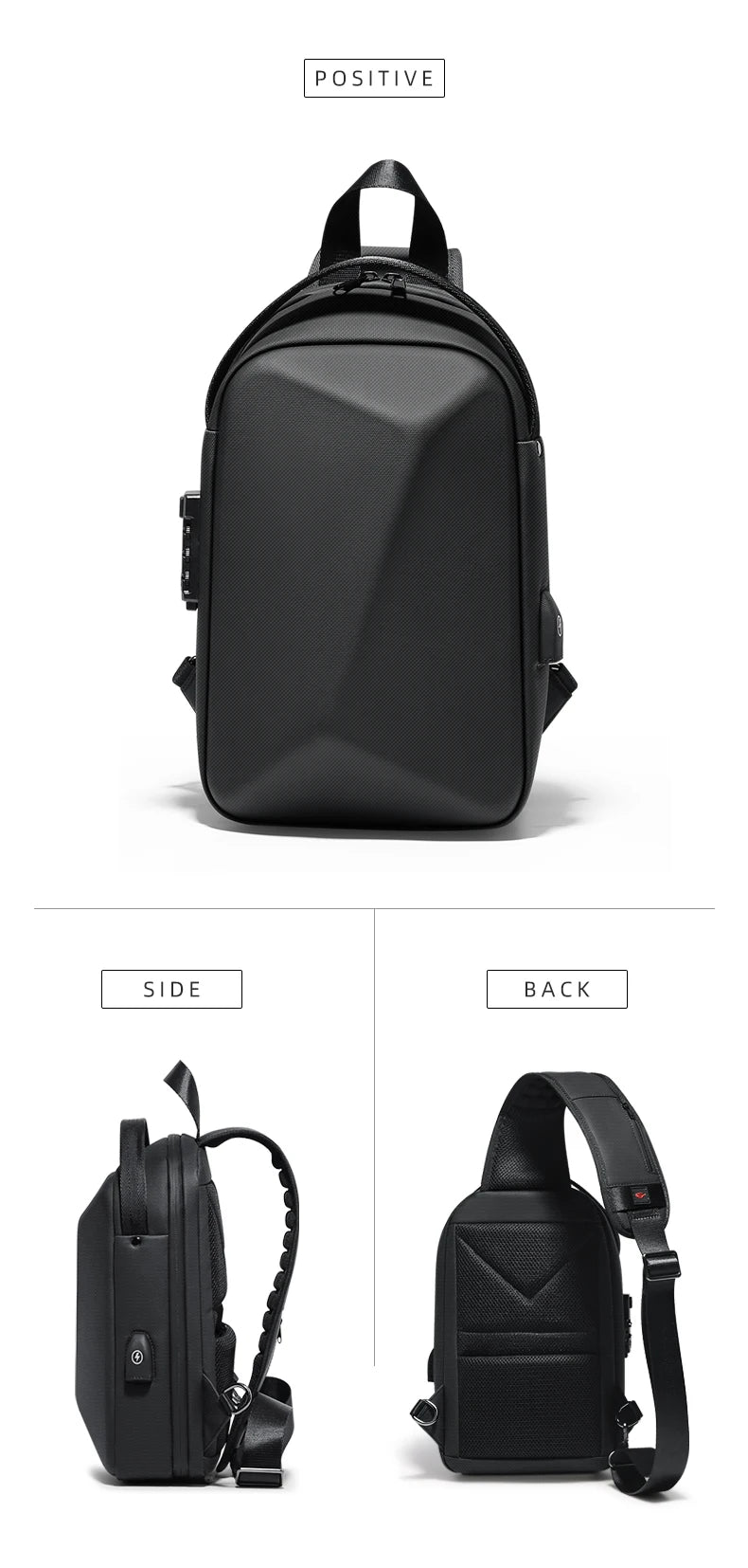 FENRUIEN Anti-Theft Waterproof Chest Pack – USB Charging Crossbody Shoulder Bag for Men