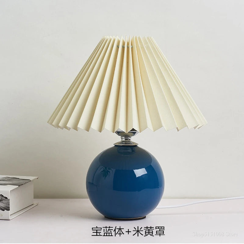 Ceramic Table Lamp – Pleated Fabric Shade