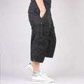 Men's Long Cargo Shorts — Multi-Pocket Military Tactical Cotton Capri Pants