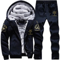 Men's Fleece Lined Thick Hooded Tracksuit – Winter Sweatshirt & Pants Sportswear Set