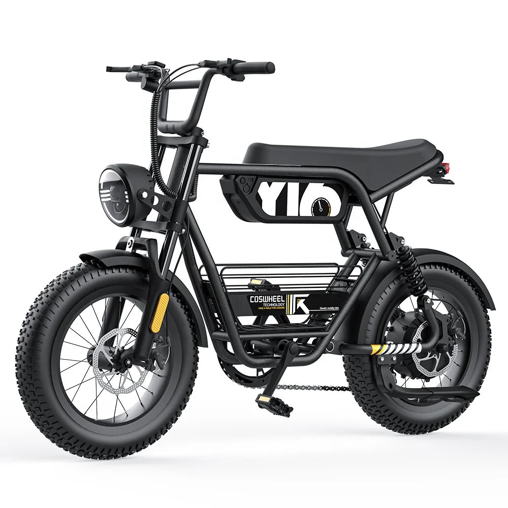 COSWHEEL Y16 1000W Fat Tire Electric City Bike — 48V 15Ah, 45km/h Urban & Trail E-Bike