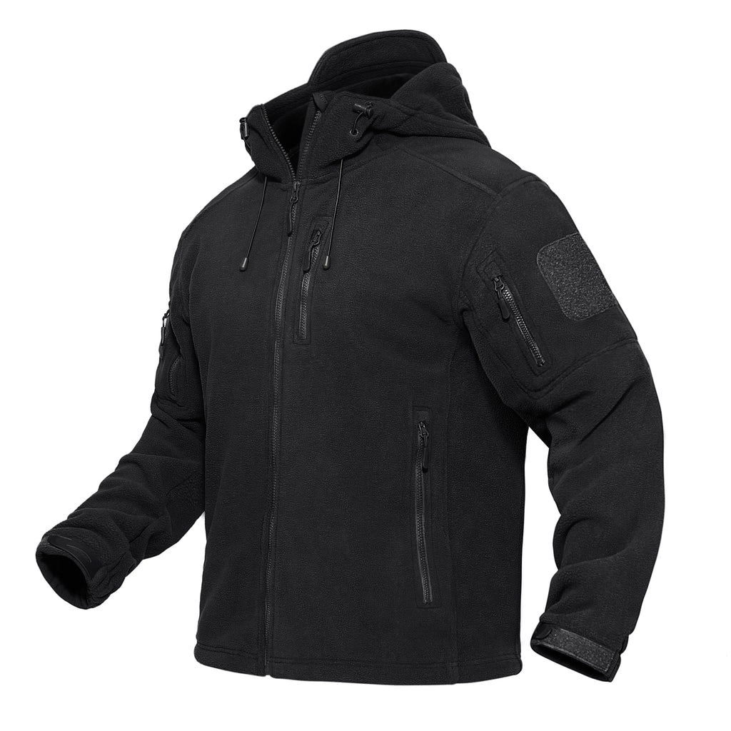 TACVASEN Men's Hooded Fleece Jacket – Full-Zip Windproof Warm Work Coat for Outdoor & Office