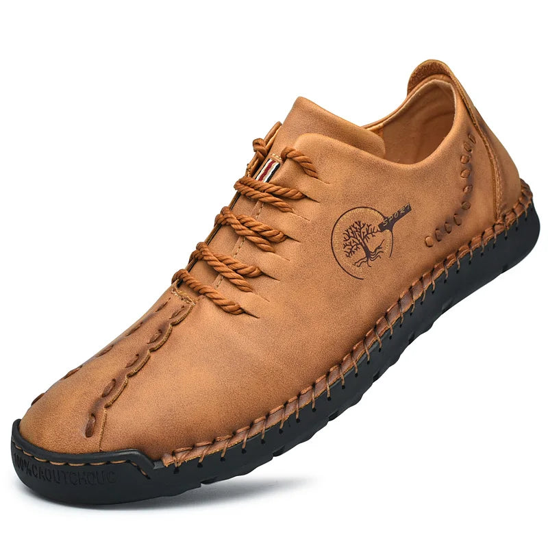 Men's Genuine Leather Driving Loafers — Cow Leather Moccasin Slip-On Shoes (Sizes 38-48)