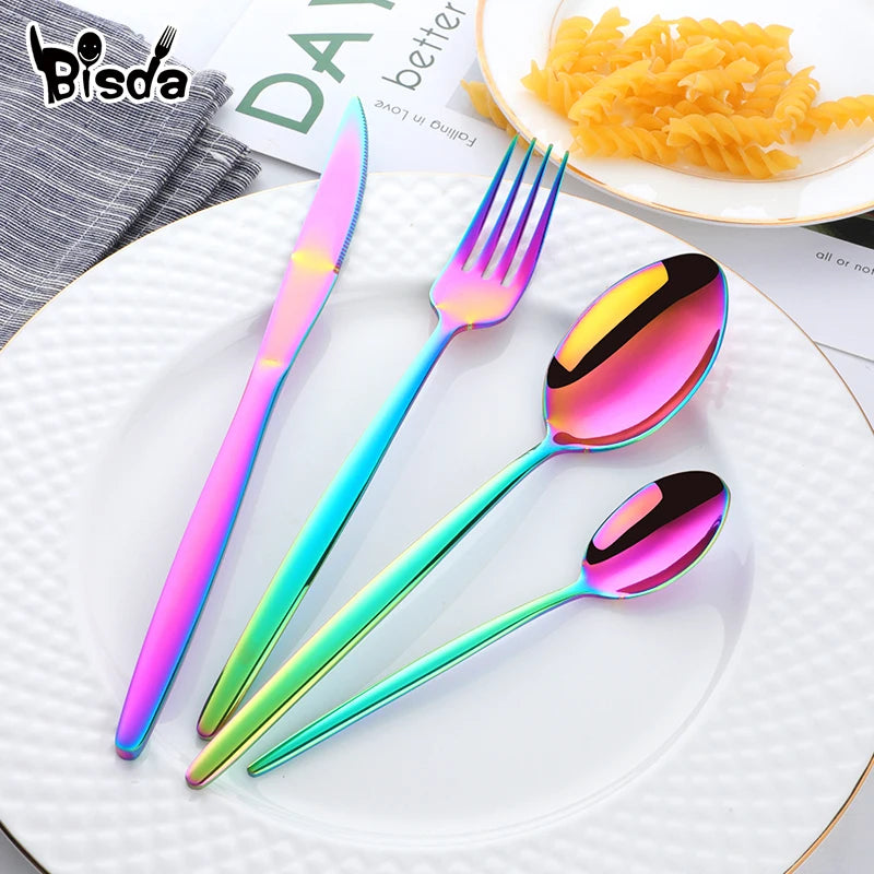 Stainless Steel Flatware – Rainbow, Gold & Color Options