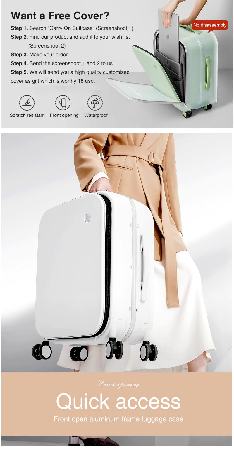 Mixi Patent Design PC Aluminum Frame Suitcase – Award-Winning Carry-On Rolling Luggage 18/20/24 Inch