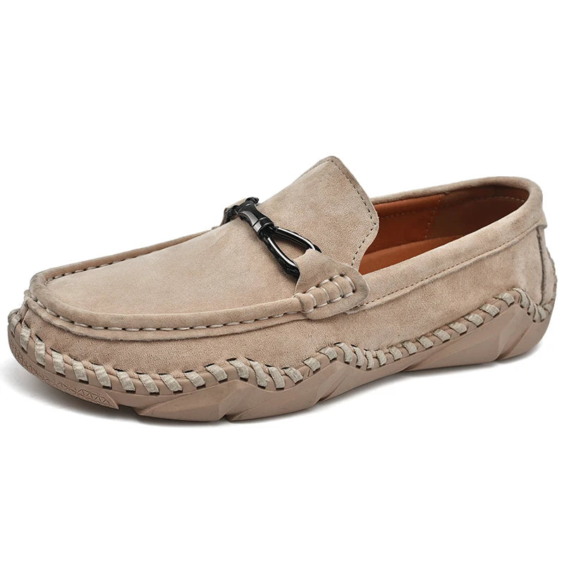 Men's Suede Genuine Leather Moccasin Loafers — Soft Driving Boat Shoes (Sizes 38-48)