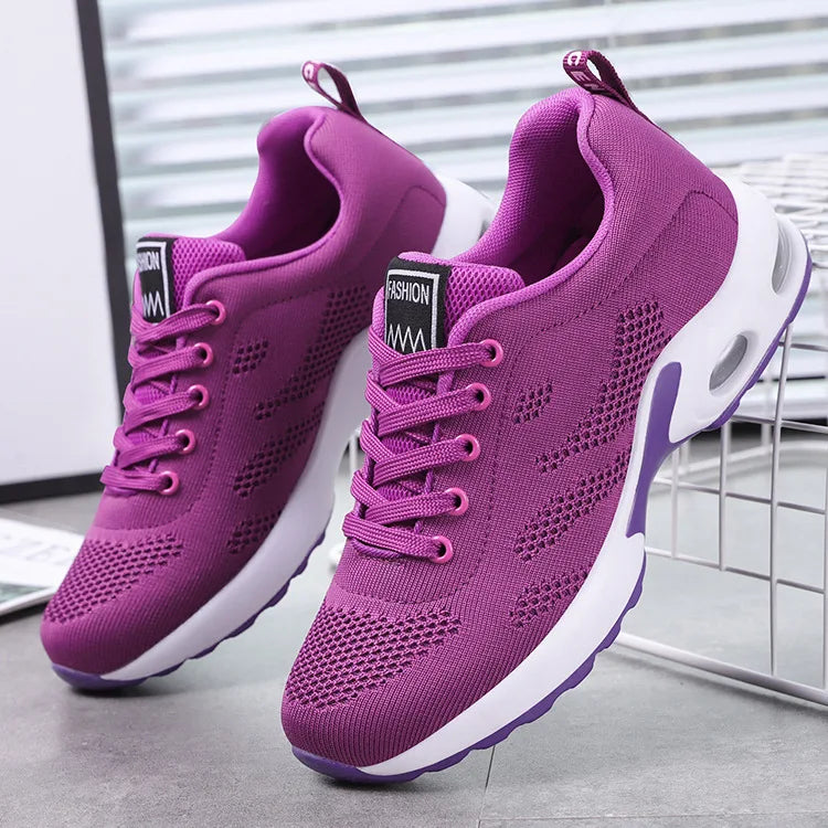 Women's Breathable Lace-Up Running Sneakers — Casual Fashion Sports Shoes (Sizes 36-44)