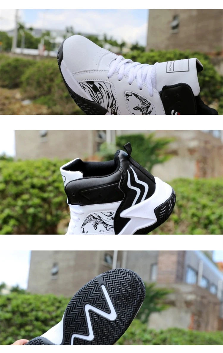 Men's High-Top Basketball Shoes – Cushioned Breathable Sports Sneakers