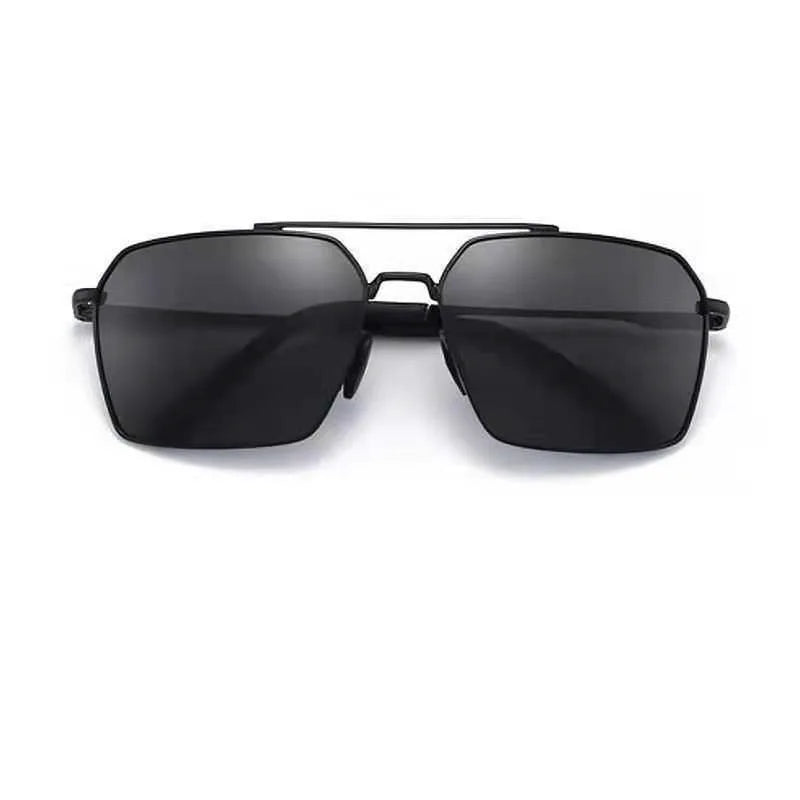 Day & Night Square Frame Polarized Sunglasses | Black Silver UV Protection Driving Glasses