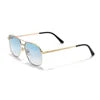 HBK Unisex Retro Double-Bridge Sunglasses | Vintage Reflective Lens UV400 Luxury Metal Frame
