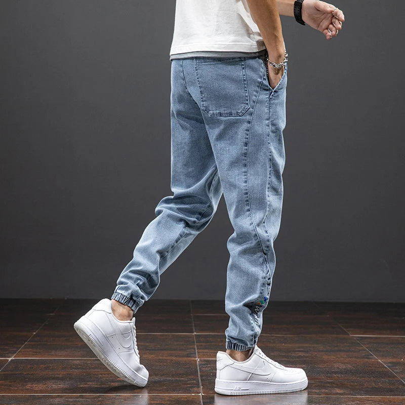 Men's Baggy Cargo Denim Jogger Pants — Streetwear Harem Jean Trousers Plus Size
