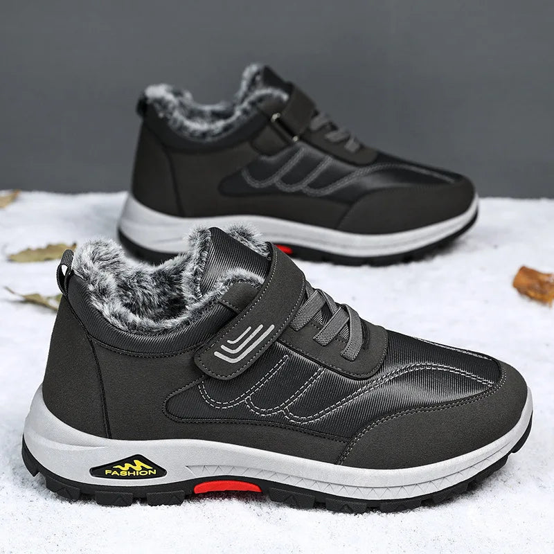 Men's Warm Cotton Winter Hiking Shoes — Velvet Lined Walking Shoes for Elderly (Sizes 39-44)