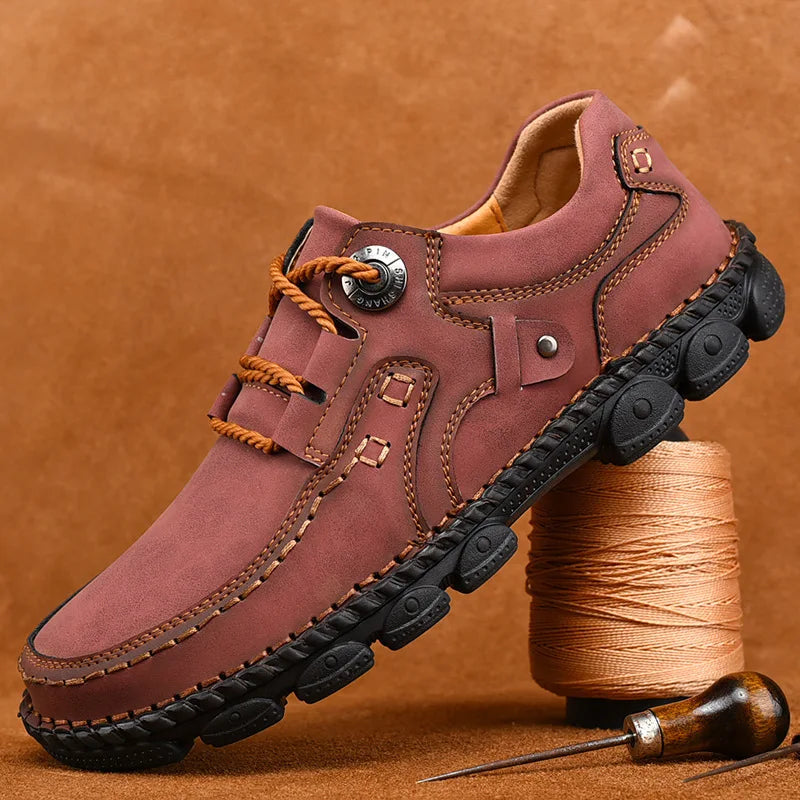 Men's Large Size Business Casual Leather Shoes — Thick Sole Lace-Up Work Shoes (Sizes 39-48)