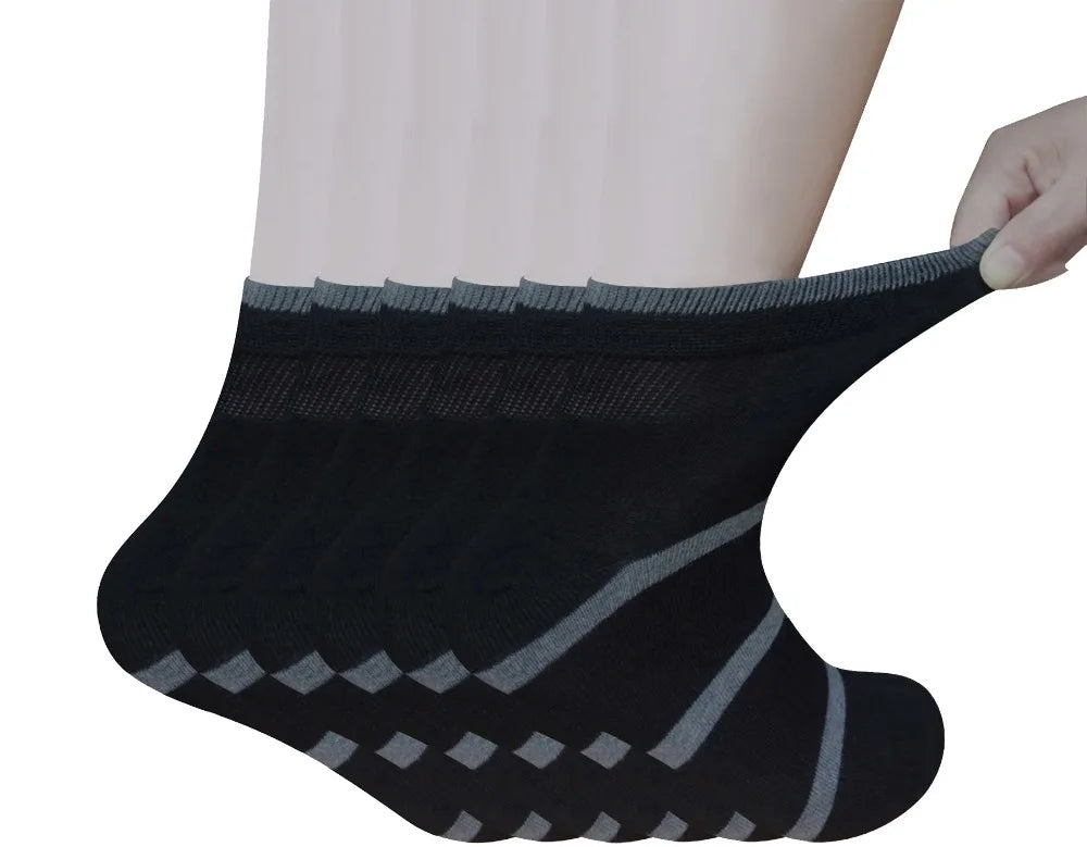 Men's Bamboo Diabetic Ankle Socks – 6 Pairs with Seamless Toe & Non-Binding Top, Size L (10–13)