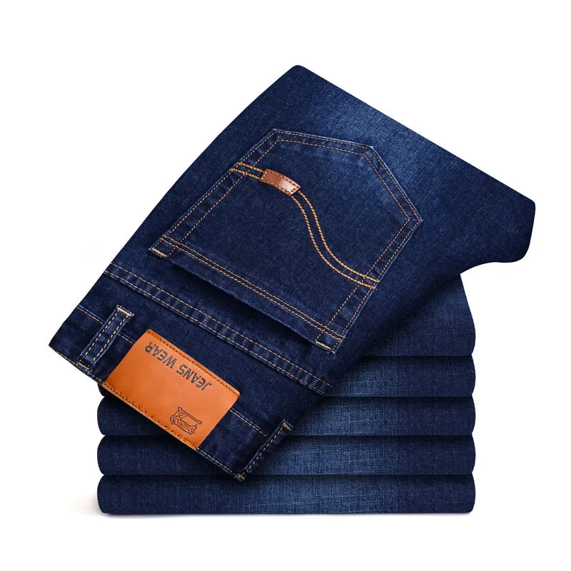 Men's Slim Straight Stretch Jeans — Classic Business Denim Pants