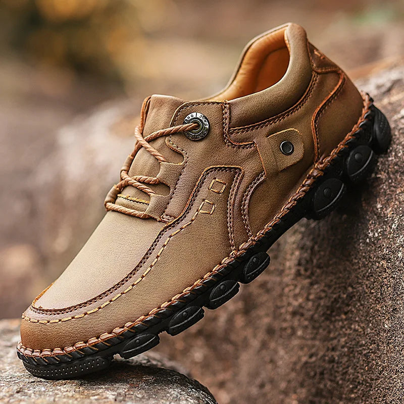 Men's Large Size Business Casual Leather Shoes — Thick Sole Lace-Up Work Shoes (Sizes 39-48)