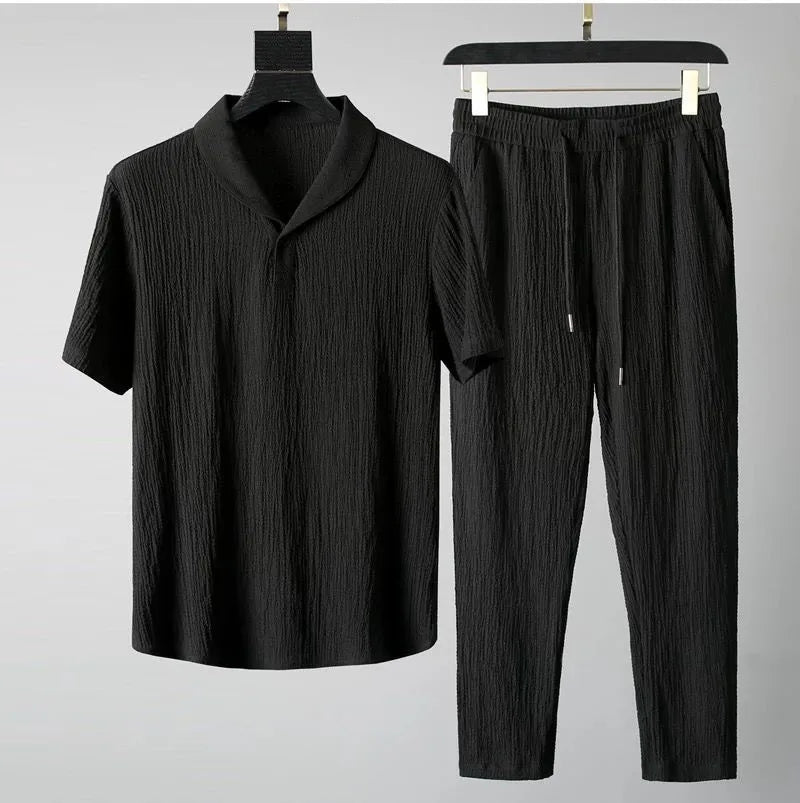 Men's Classic Shirt & Trousers Set – Business Casual 2-Piece Outfit (M–4XL)