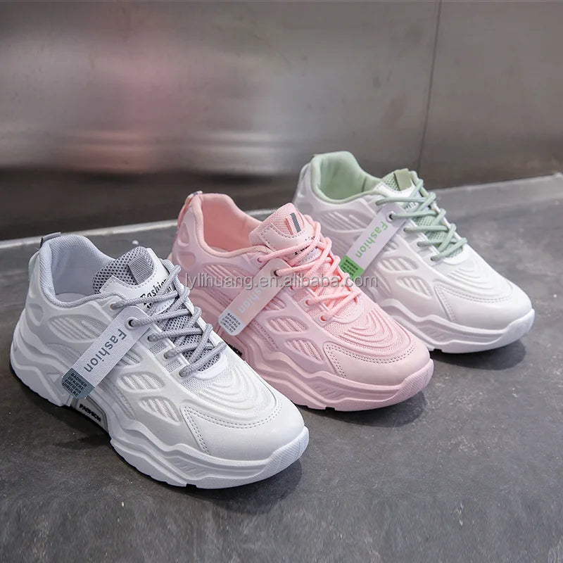 Women's Lace-Up Mesh Platform Sneakers — Breathable Comfortable Walking Shoes (Sizes 35-40)