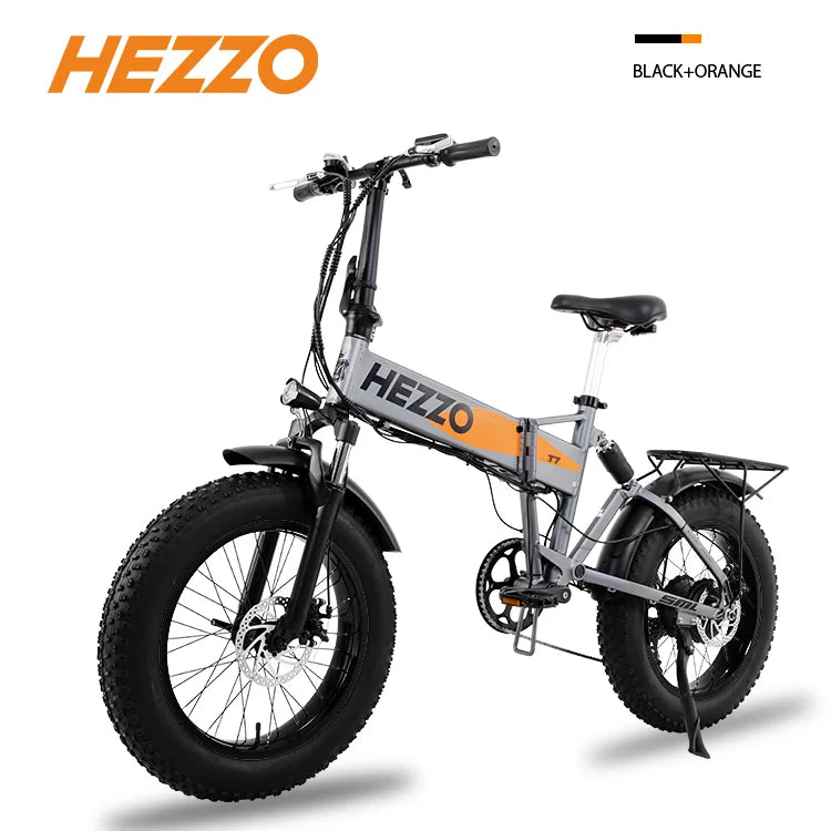 HEZZO T7 750W Full Suspension Folding Fat Tire E-Bike — 48V 15Ah 20" 7-Speed, 55-65km Range