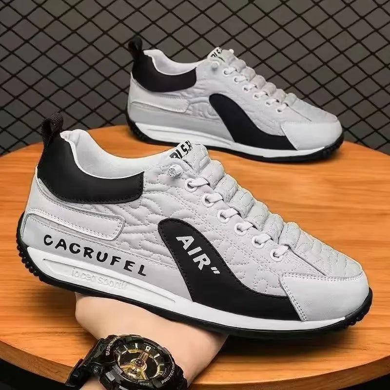 Men's Fashion Lace-Up Running Sneakers — Rubber Outsole Sports Walking Shoes