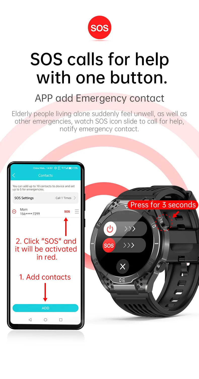 JA01 ECG Smart Watch | AMOLED Screen NFC SOS BT Call Heart Rate Blood Pressure AI Voice Sleep Tracker