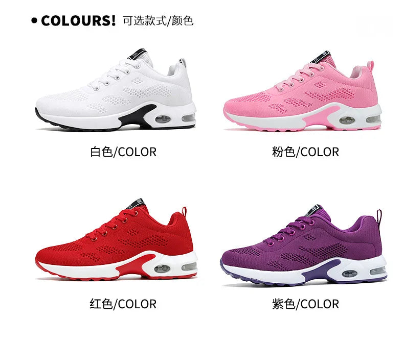 Women's Breathable Lace-Up Running Sneakers — Casual Fashion Sports Shoes (Sizes 36-44)