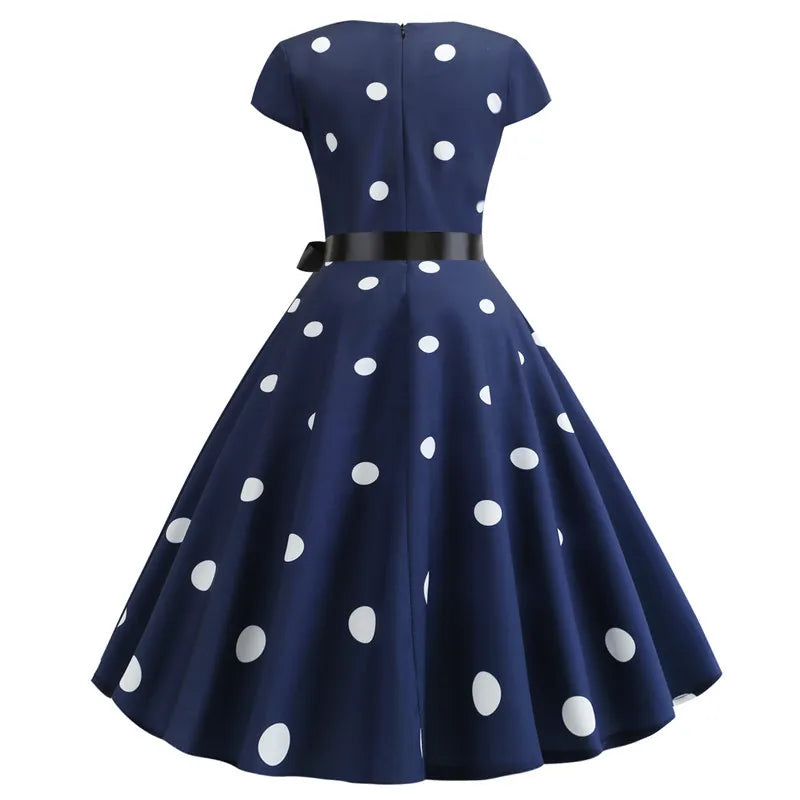 Women Summer Music Note Print Dress 50s 60s Robe Retro Swing Casual Vintage Party Dresses Vestidos
